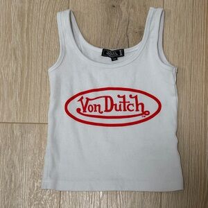 Von Dutch White Tank Top with Black Label
